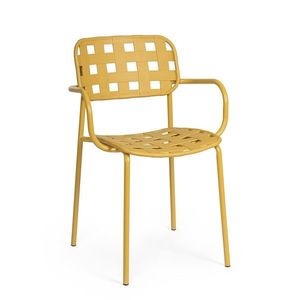 Scaun pentru gradina Clover, Bizzotto, 52x54x80 cm, otel tratat pentru exterior, ocru imagine