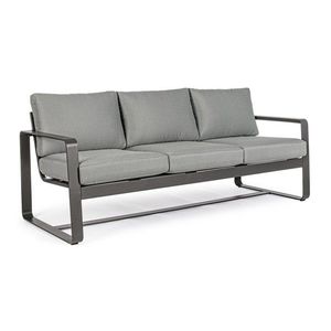 Canapea pentru gradina/terasa 3 locuri Merrigan, Bizzotto, 194x78x84 cm, aluminiu/tesatura impermeabila Ofelin, gri carbune imagine