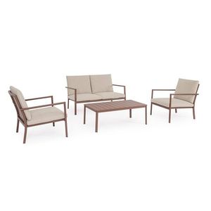 Set mobilier pentru gradina/terasa 4 piese Konnor, Bizzotto, aluminiu/tesatura impermeabila Ofelin, bej/maro imagine