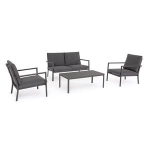 Set mobilier pentru gradina/terasa 4 piese Konnor, Bizzotto, aluminiu/tesatura impermeabila Ofelin, antracit imagine
