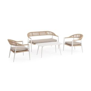 Set mobilier pentru gradina/terasa 4 piese Jandia, Bizzotto, aluminiu/poliester impermeabil, alb/bej imagine