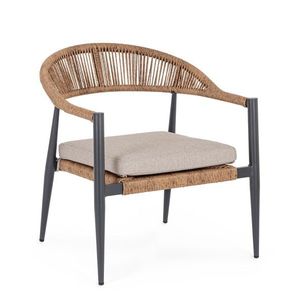 Scaun pentru gradina Jandia, Bizzotto, 68x69x75 cm, aluminiu/poliester impermeabil, antracit/natural imagine