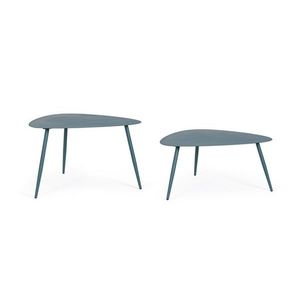 Set 2 masute de cafea pentru gradina/terasa Yvonne, Bizzotto, 77.5x73.5x45 cm, otel, invelis e-coating, finisaj mat, albastru octane imagine