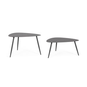 Set 2 masute de cafea pentru gradina/terasa Yvonne, Bizzotto, 77.5x73.5x45 cm, otel, invelis e-coating, finisaj mat, antracit imagine
