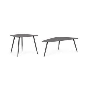 Set 2 masute de cafea pentru gradina/terasa Yvonne, Bizzotto, 54.5x52.5x45 cm/96x55x35 cm, otel, invelis e-coating, finisaj mat, antracit imagine