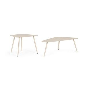 Set 2 masute de cafea pentru gradina/terasa Yvonne, Bizzotto, 54.5x52.5x45 cm/96x55x35 cm, otel, invelis e-coating, finisaj mat, sampanie imagine