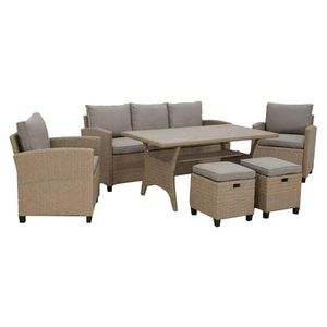 Set mobilier pentru gradina/terasa 6 piese Baxter, 171x65x73 cm/ 145x74x67 cm, otel/poliester, natur/bej imagine