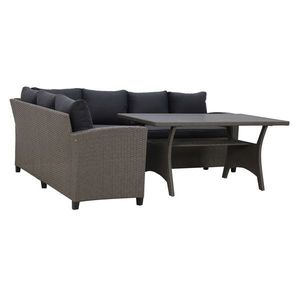Set coltar de gradina/terasa 3 piese, cu spatiu de depozitare Baxter, 179x67x73 cm/ 145x74x67 cm, otel/poliester, gri/negru imagine