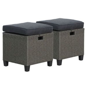 Set 2 taburete pentru gradina/terasa Baxter, 40x40x38 cm, otel/poliester, gri/negru imagine