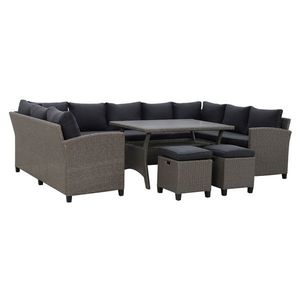Set coltar de gradina/terasa 6 piese, cu spatiu de depozitare Baxter, 120x82x67 cm/ 165x67x73 cm, otel/poliester, gri/negru imagine