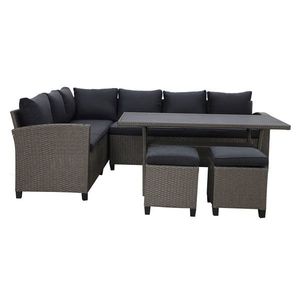 Set coltar de gradina/terasa 5 piese, cu spatiu de depozitare Baxter, 179x67x73 cm/ 145x74x67 cm, otel/poliester, gri/negru imagine