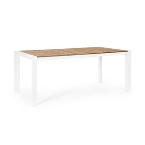 Masa pentru gradina Cameron, Bizzotto, 180x90x75 cm, aluminiu/lemn de tec, alb imagine