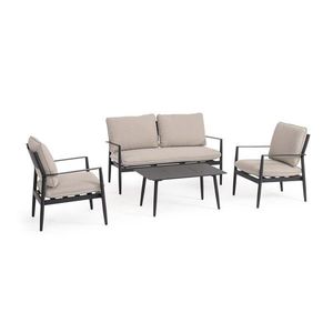 Set mobilier pentru gradina/terasa 4 piese Nebula, Bizzotto, aluminiu/tesatura impermeabila Ofelin, antracit imagine