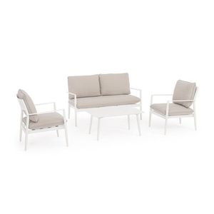 Set mobilier pentru gradina/terasa 4 piese Nebula, Bizzotto, aluminiu/tesatura impermeabila Ofelin, bej imagine