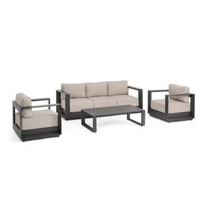 Set mobilier pentru gradina/terasa 4 piese Moses, Bizzotto, aluminiu/tesatura impermeabila Ofelin, antracit imagine