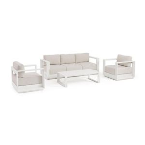 Set mobilier pentru gradina/terasa 4 piese Moses, Bizzotto, aluminiu/tesatura impermeabila Ofelin, bej imagine