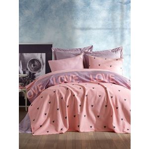 Cuvertura de pat dubla Ramona - Lilac, EnLora Home, 100% bumbac, 220x235 cm, lila imagine