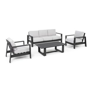 Set mobilier pentru gradina/terasa 4 piese Baltic, Bizzotto, aluminiu/tesatura ofelin, gri carbune imagine