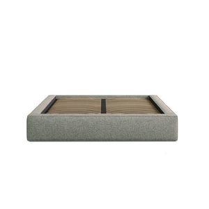 Pat tapitat cu somiera rabatabila si lada depozitare, 200x200 cm, Micadoni Home, Simon-201, tesatura structurata chenille, verde moss melange imagine