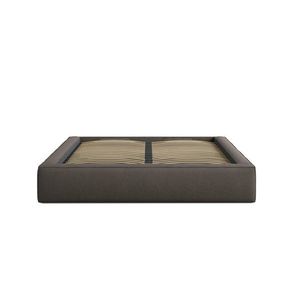 Pat tapitat cu somiera rabatabila si lada depozitare, 200x200 cm, Micadoni Home, Simon-206, tesatura boucle, gri maroniu imagine