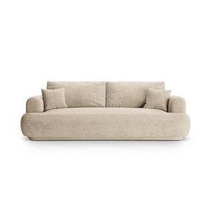 Canapea extensibila 3 locuri, Ella-120, Micadoni Home, 253x108x94 cm, catifea, bej deschis imagine
