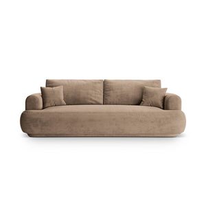 Canapea extensibila 3 locuri, Ella-120, Micadoni Home, 253x108x94 cm, catifea, bej inchis imagine