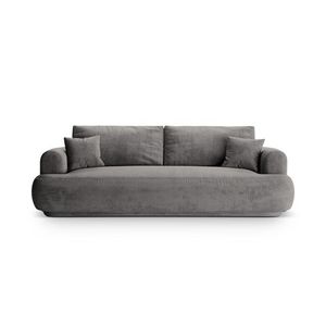 Canapea extensibila 3 locuri, Ella-120, Micadoni Home, 253x108x94 cm, catifea, gri imagine