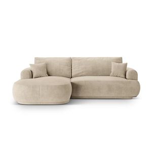 Coltar extensibil stanga 5 locuri, modular, cu lada depozitare, Ella, Micadoni Home, 271x174x94 cm, catifea, bej deschis imagine