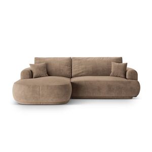 Coltar extensibil stanga 5 locuri, modular, cu lada depozitare, Ella, Micadoni Home, 271x174x94 cm, catifea, bej inchis imagine