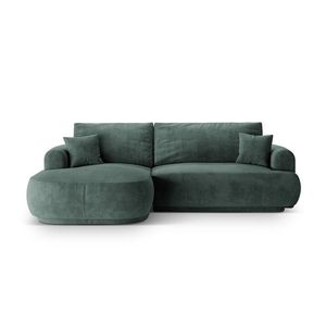 Coltar extensibil stanga 5 locuri, modular, cu lada depozitare, Ella, Micadoni Home, 271x174x94 cm, catifea, petrol imagine