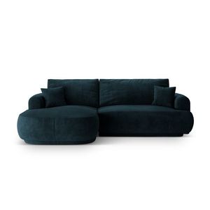 Coltar extensibil stanga 5 locuri, modular, cu lada depozitare, Ella, Micadoni Home, 271x174x94 cm, catifea, petrol inchis imagine