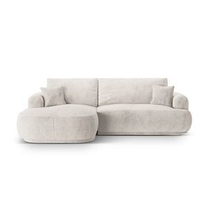 Coltar extensibil stanga 5 locuri, modular, cu lada depozitare, Ella, Micadoni Home, 271x174x94 cm, tesatura structurata chenille, bej imagine