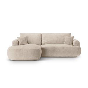 Coltar extensibil stanga 5 locuri, modular, cu lada depozitare, Ella, Micadoni Home, 271x174x94 cm, tesatura structurata chenille, bej sand imagine