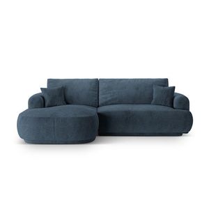 Coltar extensibil stanga 5 locuri, modular, cu lada depozitare, Ella, Micadoni Home, 271x174x94 cm, tesatura structurata chenille, albastru inchis imagine
