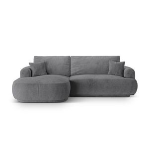 Coltar extensibil stanga 5 locuri, modular, cu lada depozitare, Ella, Micadoni Home, 271x174x94 cm, tesatura structurata chenille, gri imagine