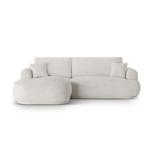 Coltar extensibil stanga 5 locuri, modular, cu lada depozitare, Ella, Micadoni Home, 271x174x94 cm, tesatura boucle, bej deschis imagine
