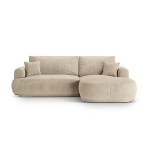 Coltar extensibil dreapta 5 locuri, modular, cu lada depozitare, Ella, Micadoni Home, 271x174x94 cm, catifea, bej deschis imagine