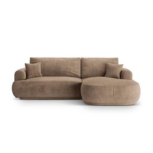 Coltar extensibil dreapta 5 locuri, modular, cu lada depozitare, Ella, Micadoni Home, 271x174x94 cm, catifea, bej inchis imagine