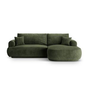 Coltar extensibil dreapta 5 locuri, modular, cu lada depozitare, Ella, Micadoni Home, 271x174x94 cm, catifea, verde imagine