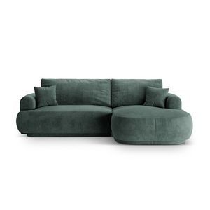 Coltar extensibil dreapta 5 locuri, modular, cu lada depozitare, Ella, Micadoni Home, 271x174x94 cm, catifea, petrol imagine