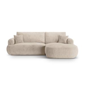 Coltar extensibil dreapta 5 locuri, modular, cu lada depozitare, Ella, Micadoni Home, 271x174x94 cm, tesatura structurata chenille, bej sand imagine