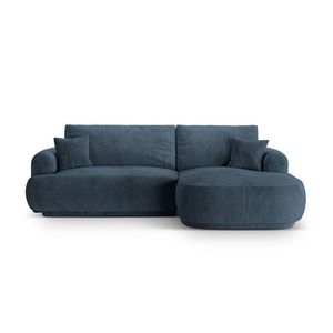 Coltar extensibil dreapta 5 locuri, modular, cu lada depozitare, Ella, Micadoni Home, 271x174x94 cm, tesatura structurata chenille, albastru inchis imagine