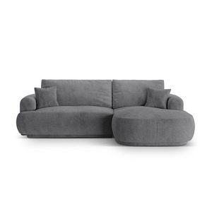 Coltar extensibil dreapta 5 locuri, modular, cu lada depozitare, Ella, Micadoni Home, 271x174x94 cm, tesatura structurata chenille, gri imagine