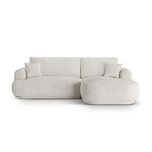 Coltar extensibil dreapta 5 locuri, modular, cu lada depozitare, Ella, Micadoni Home, 271x174x94 cm, tesatura boucle, bej deschis imagine