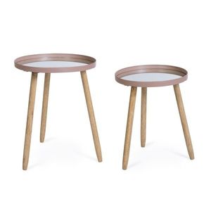 Set 2 masute de cafea Edvard, Bizzotto, 35.5x44 cm/40x51 cm, lemn de cauciuc/otel, blat din oglinda, mov pal imagine