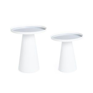 Set 2 masute de cafea Reflex, Bizzotto, 36x40 cm/40.5x47.5 cm, otel/oglinda, alb imagine