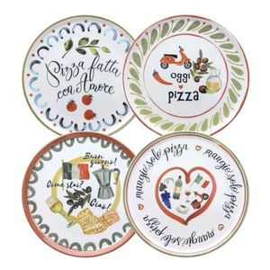 Set 4 platouri pizza Cinzia V4, Andrea Fontebasso, 33 cm, portelan, multicolor imagine