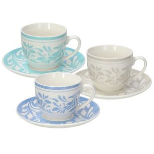 Set 6 cesti de ceai cu farfurie Iris Celine, Tognana Porcellane, 200 ml, portelan New Bone China, multicolor imagine
