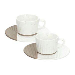 Set 2 cesti de cafea cu farfurie New Milk and Coffee, Andrea Fontebasso, 90 ml, portelan New Bone China, bej/alb imagine