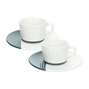Set 2 cesti de cafea cu farfurie New Milk and Coffee, Andrea Fontebasso, 90 ml, portelan New Bone China, gri/alb imagine